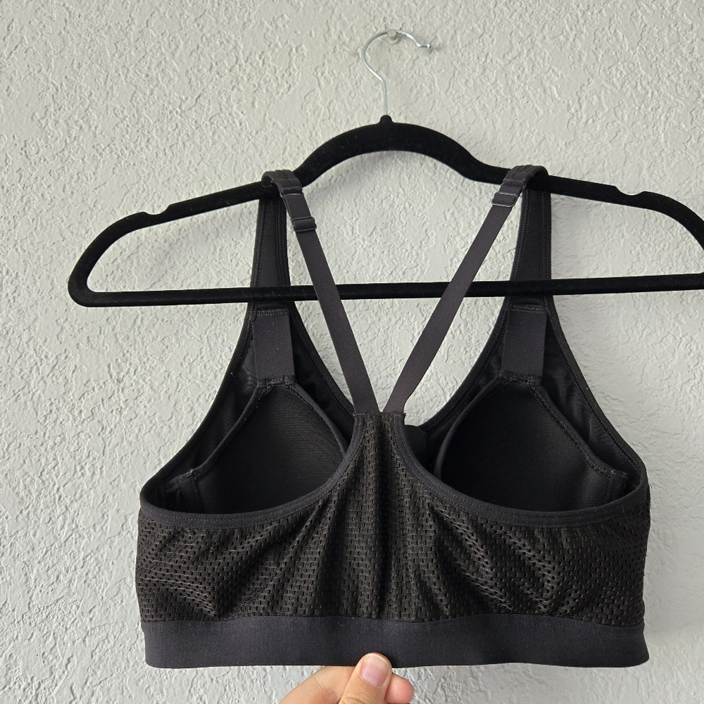 Victoria Sport Black Zip Front High Impact Mesh Sports Bra 34B Racerback - Picture 5 of 7